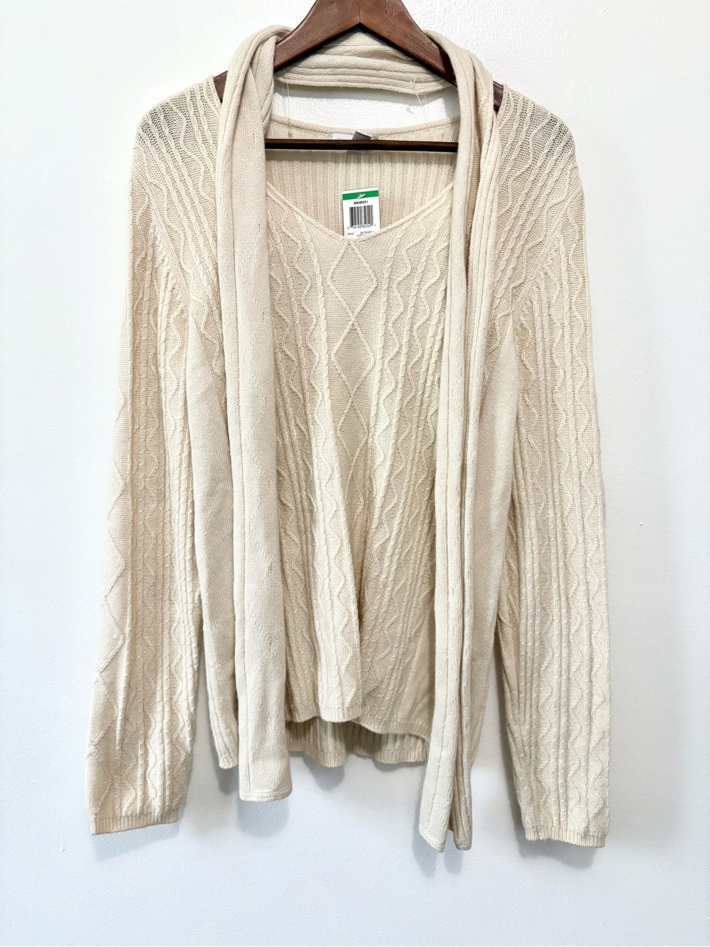 Vintage Silk/Angora Luxuriously Soft Sweater with Scarf - Cream